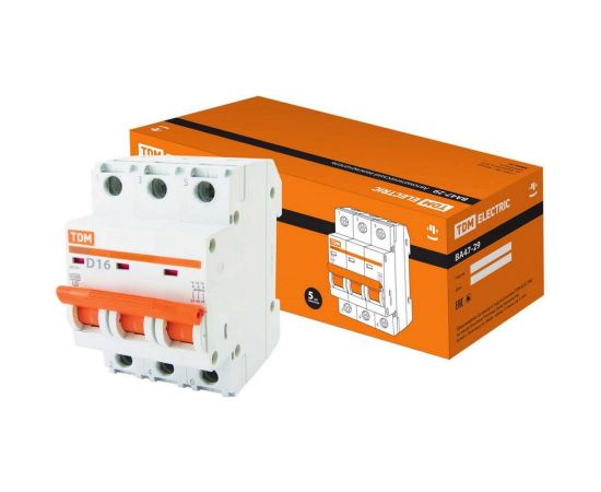 Автоматический выключатель TDM ВА47-29 3Р 16А 4.5кА D SQ0206-0173 – изображение 2