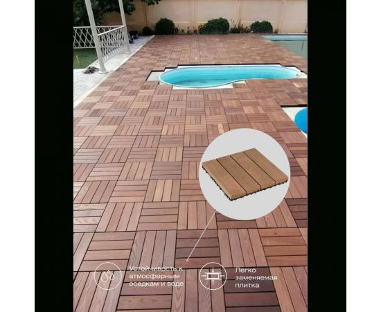 Садовый паркет Thermodecking Т10 термоясень, 18x300x300 мм, 6 шт. 4687202452439 – изображение 4