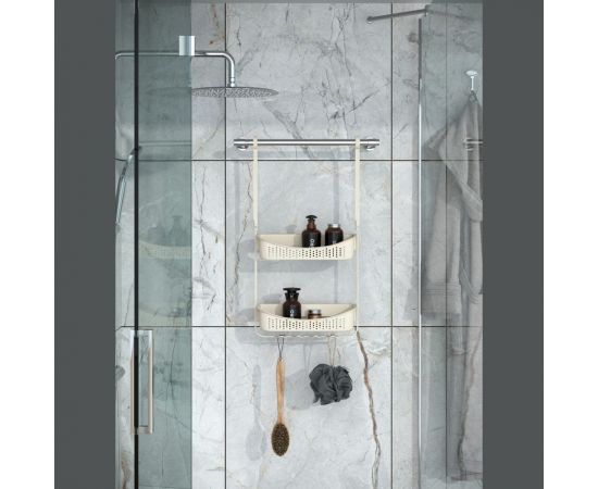 Полка для ванной комнаты Raindrops 2-х ярусная, на присоске W5682 – изображение 8