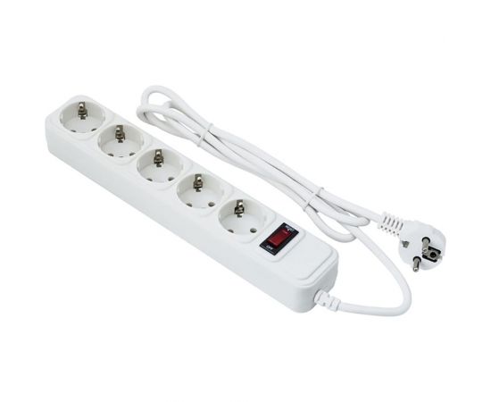 Сетевой фильтр ExeGate SP-5-10W 5евро с заземлением, 10м, выключатель с подсвет, белый 279182 