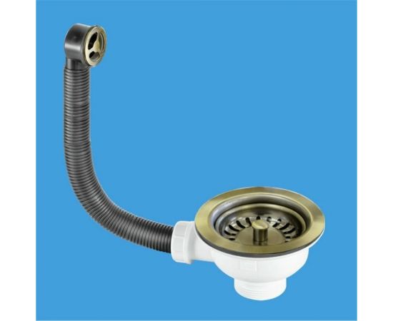 Перелив McAlpine с круглым сливом, ф40-113 и со съемной решеткой античная бронза OF2-113SAB 