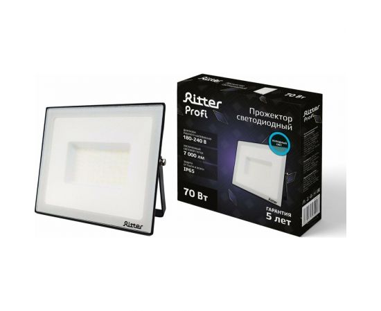 Светодиодный прожектор RITTER серия PROFI 230В 70 Вт 6500К 7000Лм IP65 черный 53409 3 