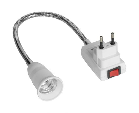 Переходник вилка-Е27 REV гибкий, 300 мм, с выключателем, белый 24650 3 