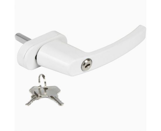 Оконная металлическая ручка с замком Дверной Страж w (белая) ДС42156 