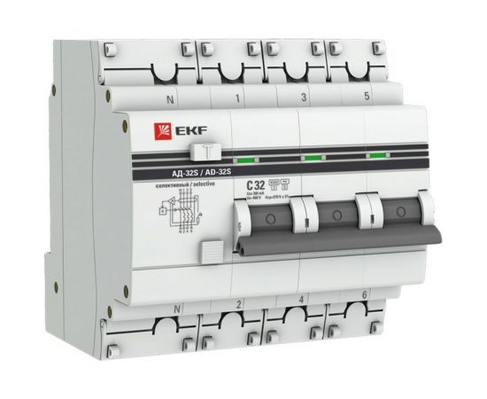 Дифференциальный автомат EKF АД-32 3P+N 32А/300мА PROxima SQDA32-32-300S-4P-pro 