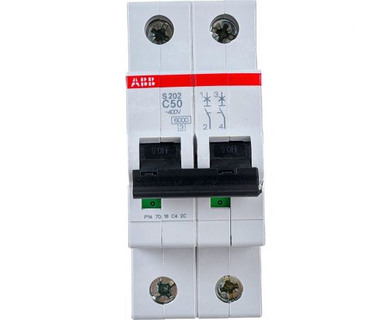 Автоматический модульный выключатель ABB 2п C S202 6кА 50А 2CDS252001R0504 