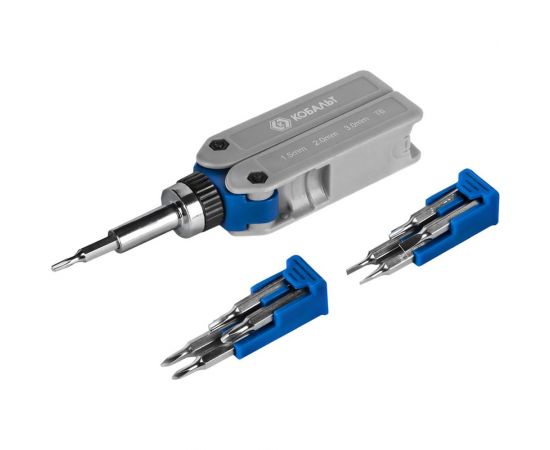 Реверсивная складная отвертка КОБАЛЬТ с набором бит для точных работ 245-466 