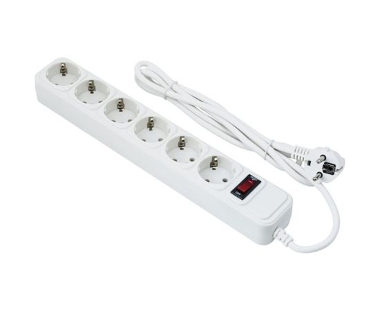 Сетевой фильтр ExeGate SP-6-5W 6 евро с заземлением, 5м, выключатель с подсветкой, белый 221229 