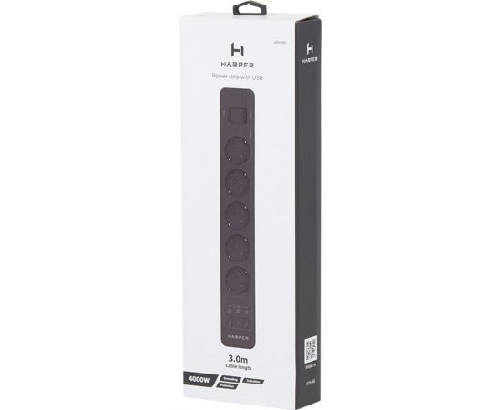 Удлинитель с USB зарядкой HARPER UCH-560 Black H00003013 – изображение 12