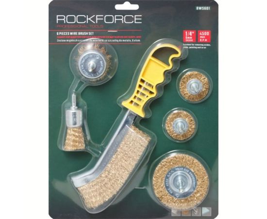 Набор кордщеток дисковых латунных для дрели (6 пр, 1/4"", 25-75 мм) Rockforce RF-BWS601 – изображение 2