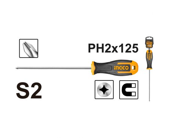 Крестовая отвертка INGCO PH2x125 HS68PH2125 – изображение 2