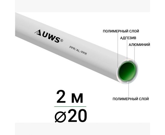 Многослойная труба UWS STANDART PPR-AL-PPR 20х2, штанга 2 м P-20-2 – изображение 2