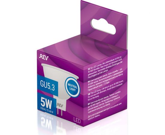 Светодиодная лампа LED MR16 GU5.3 5Вт 4000K REV 32323 5 – изображение 3