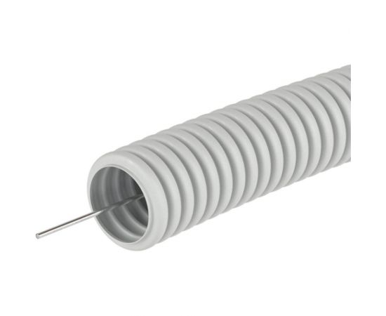 Гибкая гофрированная труба с протяжкой DKC ПВХ, д20мм, лёгкая, 50м, цвет серый 9192050 – изображение 3