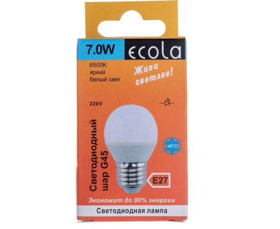 Светодиодная лампа Ecola globe LED 7,0W G45 220V E27 6500K шар композит 82x45 K7GD70ELC – изображение 5