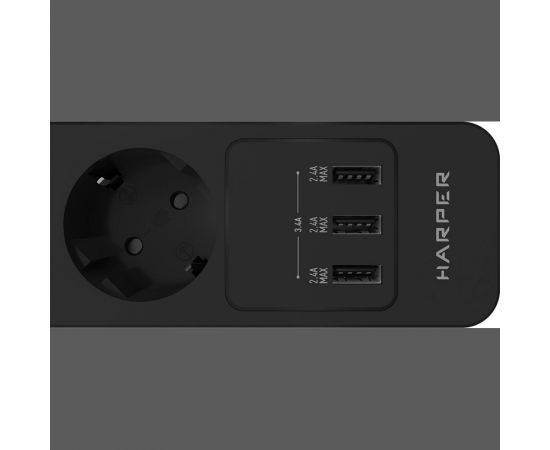 Удлинитель с USB зарядкой HARPER UCH-560 Black H00003013 – изображение 7