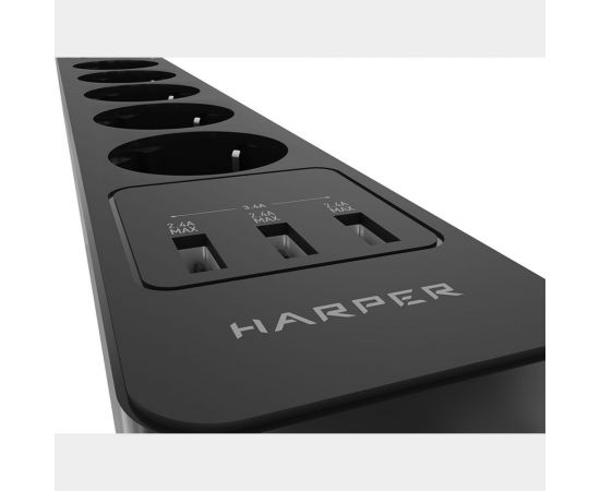 Удлинитель с USB зарядкой HARPER UCH-560 Black H00003013 – изображение 9