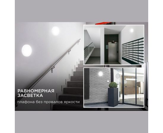 Светодиодный герметичный светильник Apeyron с микроволновым датчиком движения 12Вт, 970Лм, 4000К, IP65, круг, матовый белый 28-13 – изображение 10