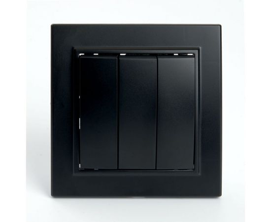 3-клавишный выключатель STEKKER psw10-9007-03, 250в, 10а, серия эрна, черный, 39924 