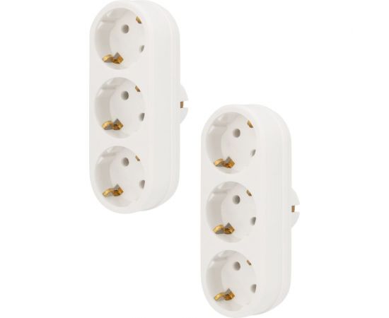 Набор электрических линейных тройников REXANT 16 А с заземлением, белый 2 шт 11-1079-2 