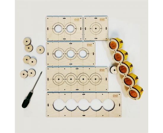 Комплект шаблонов для сверления подрозетников 5 шт, 68 мм, толщина 8 мм, расстояние 71 мм РОТОР Shablon-v3-68 