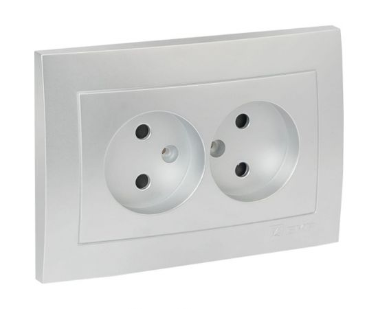 Лицевая панель 2-местной розетки EKF PROxima Валенсия, без заземления, 10А, сталь, с защитными шторками ESR10-L-102-30 