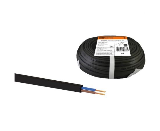 Шнур ШВВП TDM 2x0,75 ГОСТ 5м, черный SQ0120-0051 