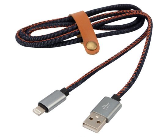 Кабель USB - Lightning REXANT 2.4 А, 1 м, для iPhone джинсовая оплетка 18-4248 