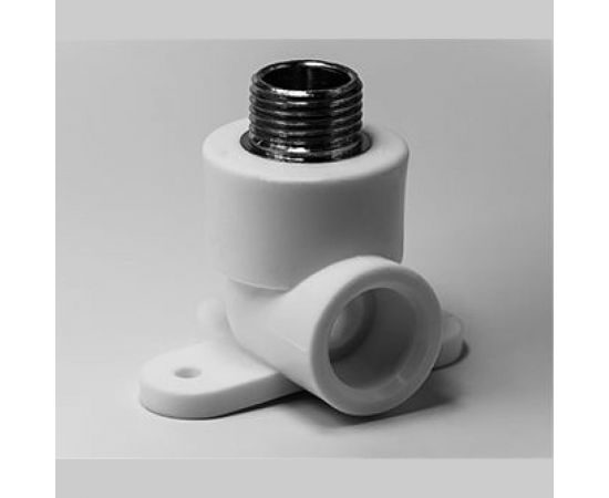 Комбинированный угольник ООО МультиМирПласт ППР с креплением 20x1/2 НР белый (отвод) ППР ОТВ 20x1/2" НР с КР 