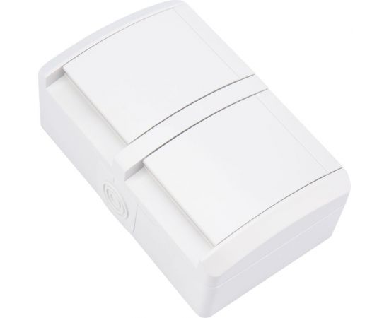 Двойная накладная розетка KRANZ горизонтальный блок с/з IP54 16А белая KR-78-0805 