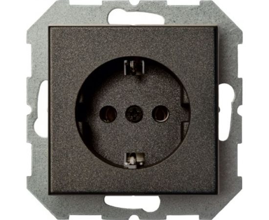 Розетка с заземлением LIREGUS Эпсилон IKL 16-404-01 E/J антрацит, без рамки 28-106 
