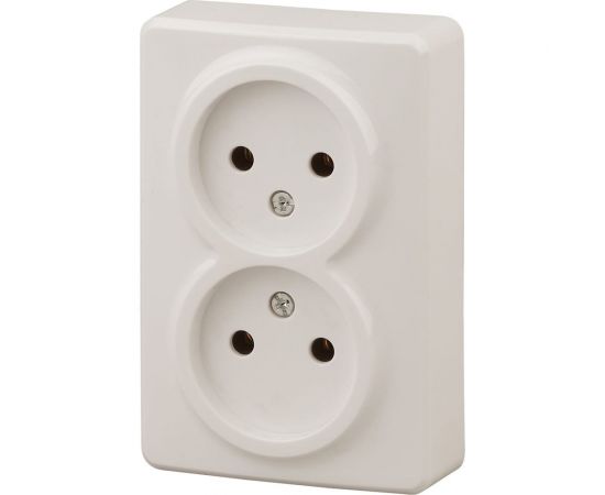 Розетка ЭРА 11-2202-02 2х2P, 16A-250В, IP20, открытой установки, Эксперт, слоновая кость Б0020683 