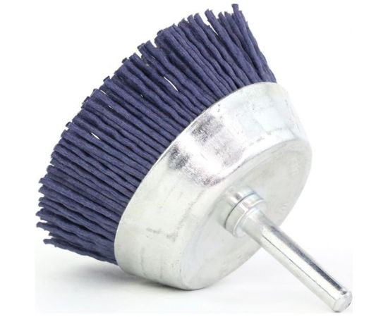 Щетка чашечная 75 мм, хв-к 6 мм, ворс синий полимер абразив Р180 для дрели SIT 0625 