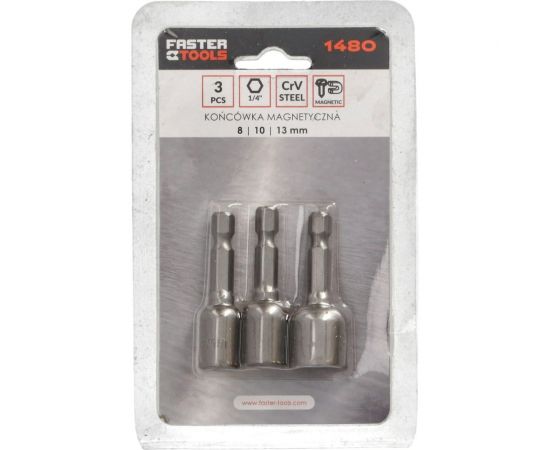 Насадка магнитная набор 8/10/13 мм FASTER TOOLS 1480 