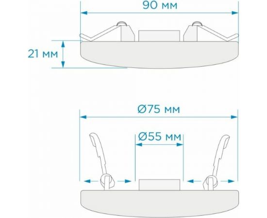Светодиодная встраиваемая безрамочная панель Apeyron flp, 9вт=6вт+3вт, 770лм, 2700к, ip20, ф90x21мм, круг, 3 режима, регулировка ф55-75мм/ 06-100 – изображение 14