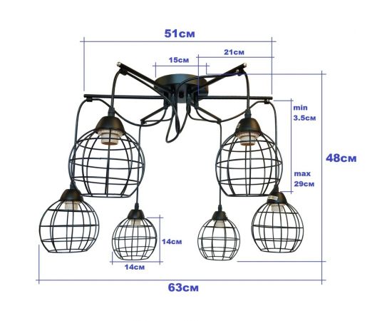 Люстра JUPITER LIGHTING 6х60W E27 230V MО 85-1130/6 – изображение 2