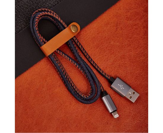 Кабель USB - Lightning REXANT 2.4 А, 1 м, для iPhone джинсовая оплетка 18-4248 – изображение 2