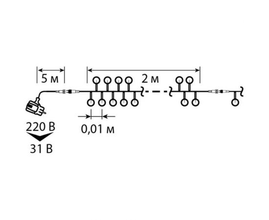 Электрогирлянда GLOS ""Фейерверк с насадками Mинишарики"", 2 м, 200 разноцветных светодиодов GLR0403-M-T – изображение 2