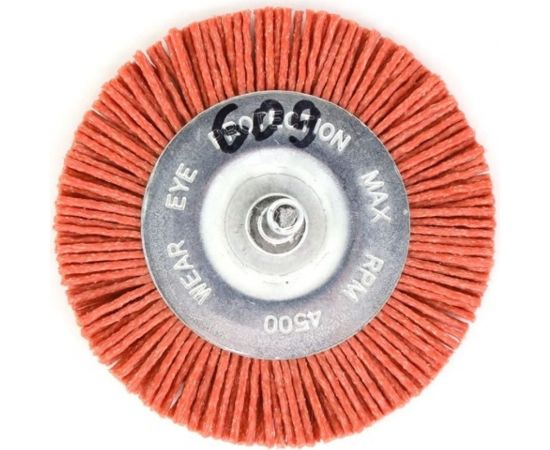 Щетка дисковая 75x5 мм, хв-к 6 мм, ворс красный полимер-абразив Р120 для дрели SIT 0609 – изображение 2