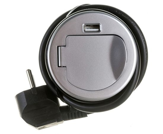 Выдвижной встраиваемый розеточный блок GTV на 1 EURO розетки и 1 USB AE-BPW1S1UCH-53 – изображение 2