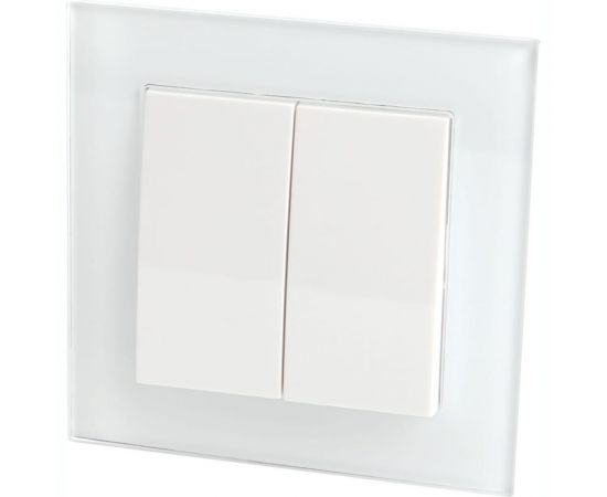 Электрический 2-клавишный выключатель STEKKER серия Катрин, со стеклянной рамкой, GLS10-7004-01, белый 39165 – изображение 2
