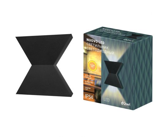 Накладной настенный светильник duwi Nuovo LED 97x43x110 литой алюминий 3000К IP54 черный 2 луча 24340 3 – изображение 2