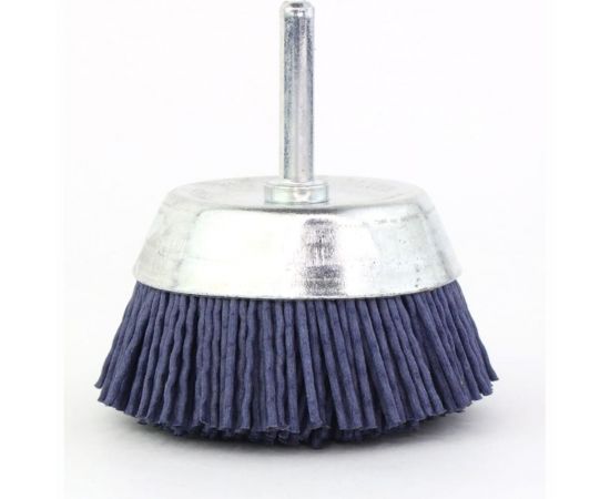 Щетка чашечная 75 мм, хв-к 6 мм, ворс синий полимер абразив Р180 для дрели SIT 0625 – изображение 2