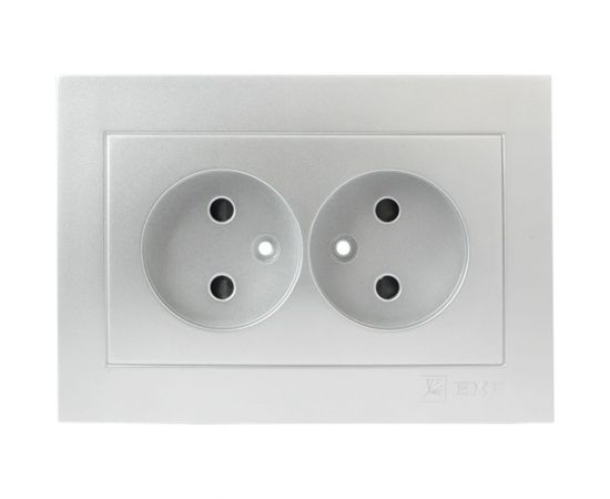 Лицевая панель 2-местной розетки EKF PROxima Валенсия, без заземления, 10А, сталь, с защитными шторками ESR10-L-102-30 – изображение 2