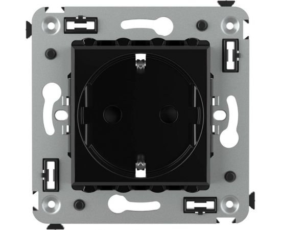 Розетка DKC, Avanti, черный квадрат, с защитными шторками, в стену, 2PE 4402003 – изображение 2