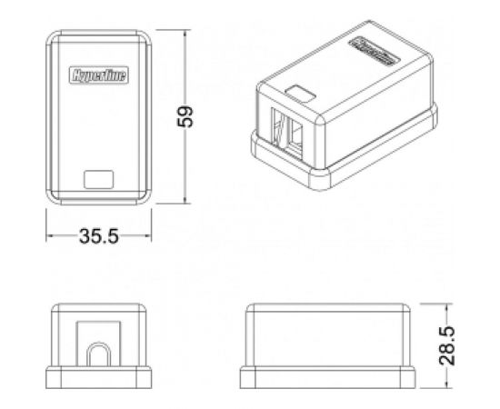 Корпус настенной розетки для установки 1-ой вставки типа Keystone Jack Hyperline, SBB3-1-WH 441126 – изображение 3