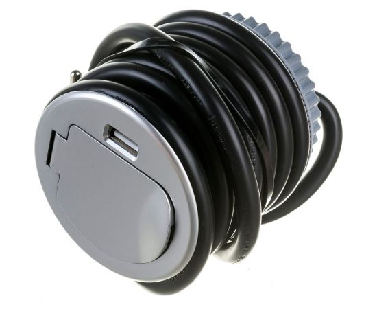 Выдвижной встраиваемый розеточный блок GTV на 1 EURO розетки и 1 USB AE-BPW1S1UCH-53 – изображение 3