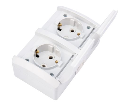 Двойная накладная розетка KRANZ горизонтальный блок с/з IP54 16А белая KR-78-0805 – изображение 3