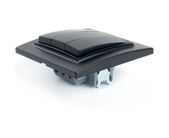 3-клавишный выключатель STEKKER psw10-9007-03, 250в, 10а, серия эрна, черный, 39924 – изображение 3