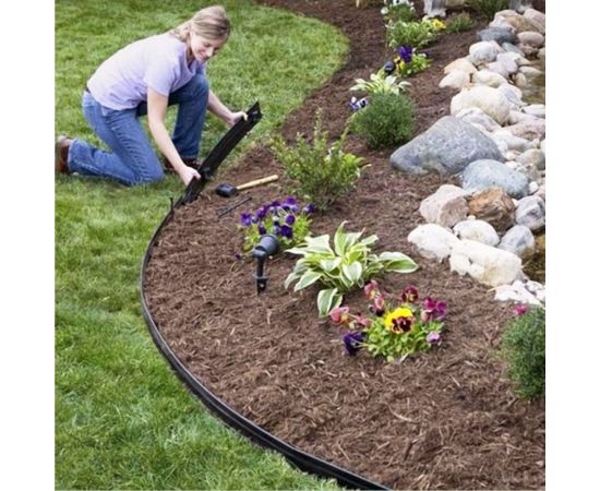 Садовый пластиковый бордюр Gidrolica 10000x20x100 мм, с отверстиями 7303 – изображение 3